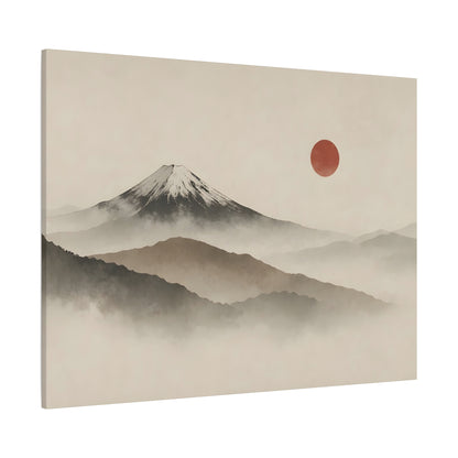Japandi Mountain Landscape Canvas – Minimalist Zen Wall Art with Red Sun, canvas wall art, gallery image 55 of 60