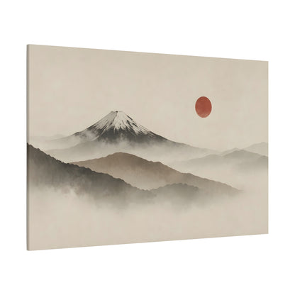 Japandi Mountain Landscape Canvas – Minimalist Zen Wall Art with Red Sun, canvas wall art, gallery image 58 of 60