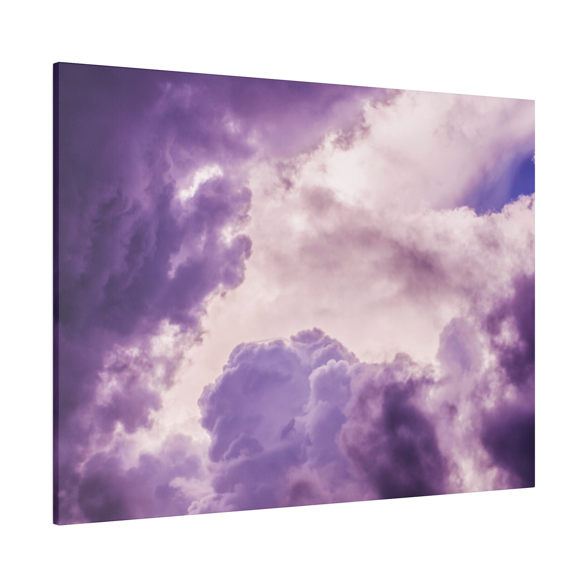 Canvas wall art featuring purple and lavender clouds with soft, billowy formations.