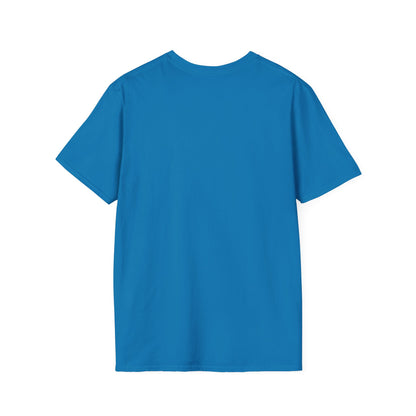 Blue short-sleeve T-shirt viewed from the back, solid blue color with no visible logos or patterns.