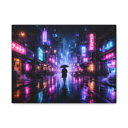 Neon Rain City Canvas Print – Futuristic Cyberpunk Wall Art, canvas wall art, gallery image 2 of 76