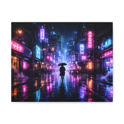 Neon Rain City Canvas Print – Futuristic Cyberpunk Wall Art, canvas wall art, gallery image 3 of 76