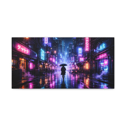 Neon Rain City Canvas Print – Futuristic Cyberpunk Wall Art, canvas wall art, gallery image 6 of 76