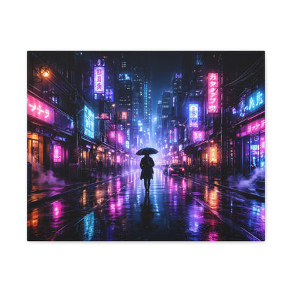 Neon Rain City Canvas Print – Futuristic Cyberpunk Wall Art, canvas wall art, gallery image 7 of 76