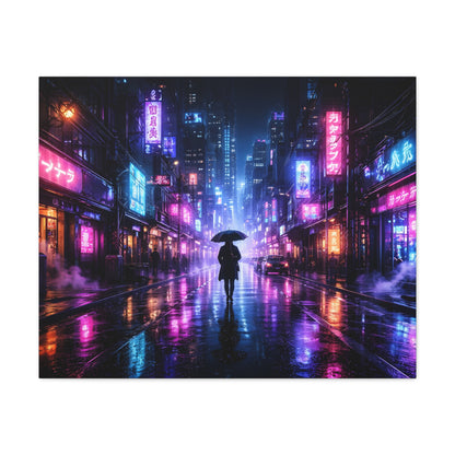 Neon Rain City Canvas Print – Futuristic Cyberpunk Wall Art, canvas wall art, gallery image 12 of 76