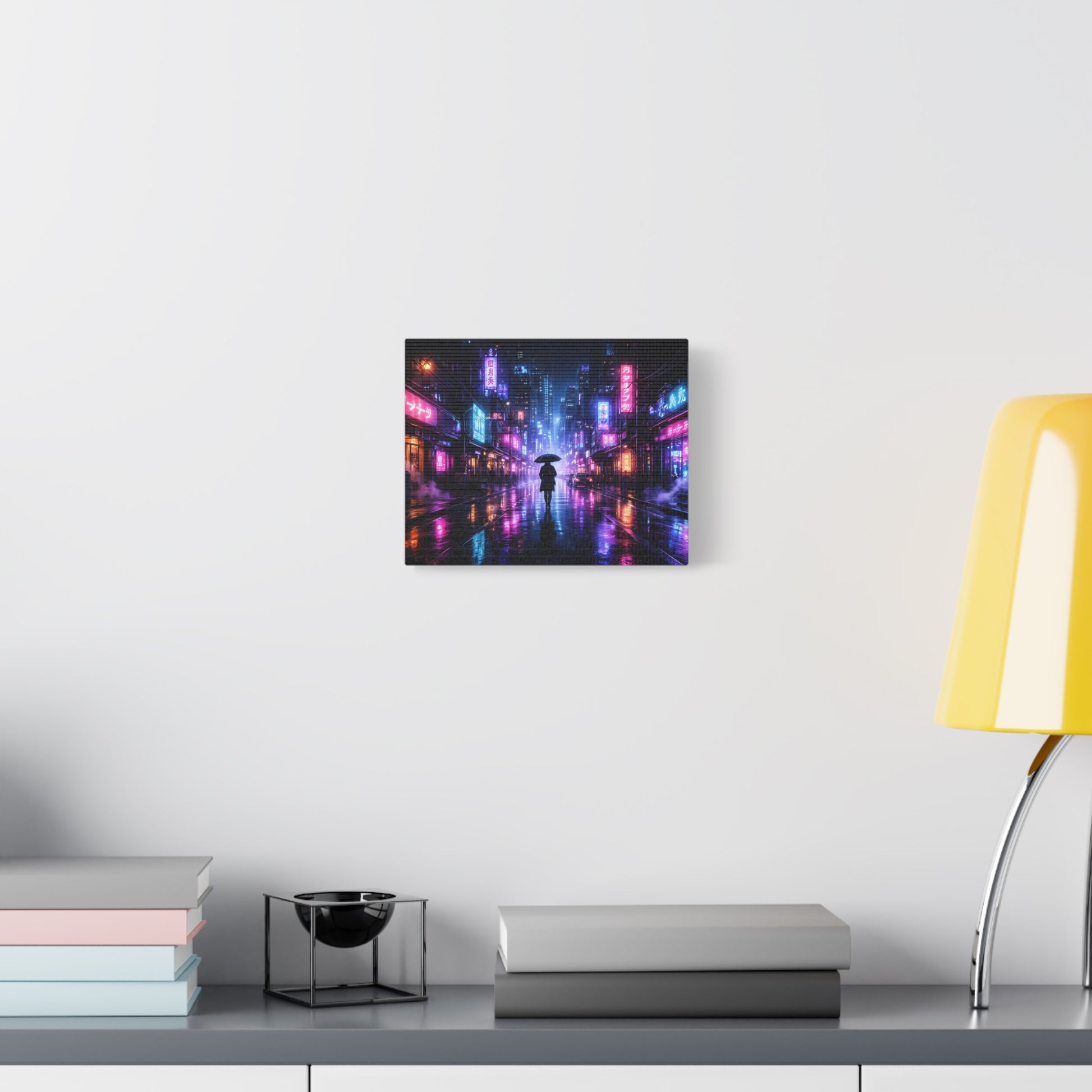 Neon Rain City Canvas Print – Futuristic Cyberpunk Wall Art, canvas wall art, gallery image 21 of 76
