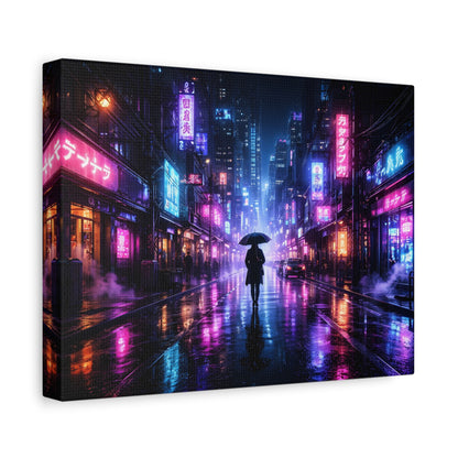 Neon Rain City Canvas Print – Futuristic Cyberpunk Wall Art, canvas wall art, gallery image 23 of 76