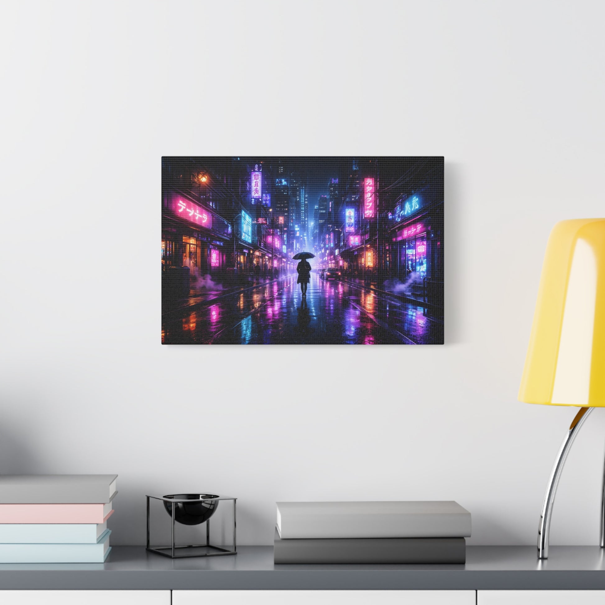 Neon Rain City Canvas Print – Futuristic Cyberpunk Wall Art, canvas wall art, gallery image 33 of 76