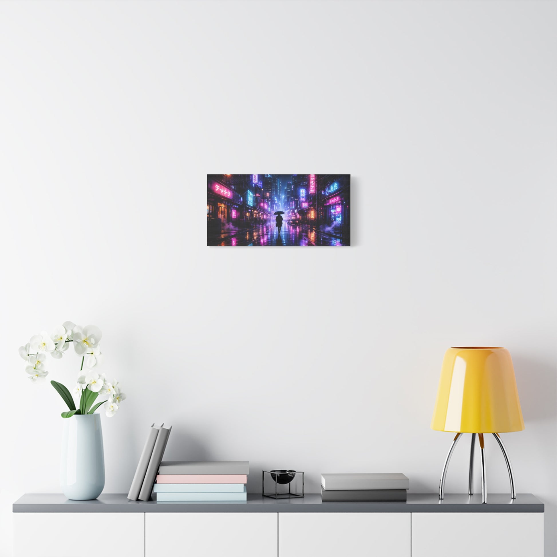 Neon Rain City Canvas Print – Futuristic Cyberpunk Wall Art, canvas wall art, gallery image 36 of 76