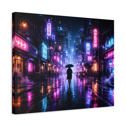 Neon Rain City Canvas Print – Futuristic Cyberpunk Wall Art, canvas wall art, gallery image 38 of 76