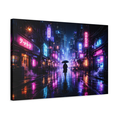 Neon Rain City Canvas Print – Futuristic Cyberpunk Wall Art, canvas wall art, gallery image 41 of 76
