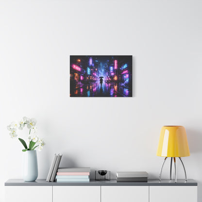Neon Rain City Canvas Print – Futuristic Cyberpunk Wall Art, canvas wall art, gallery image 42 of 76