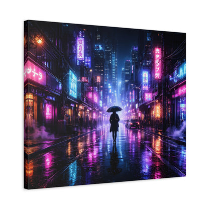 Neon Rain City Canvas Print – Futuristic Cyberpunk Wall Art, canvas wall art, gallery image 47 of 76