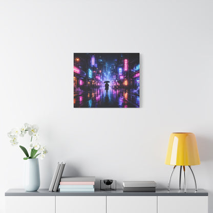 Neon Rain City Canvas Print – Futuristic Cyberpunk Wall Art, canvas wall art, gallery image 48 of 76