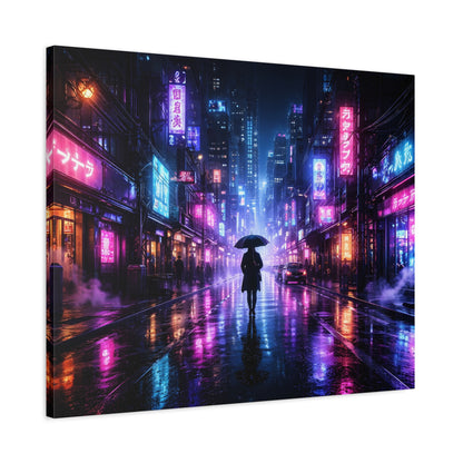 Neon Rain City Canvas Print – Futuristic Cyberpunk Wall Art, canvas wall art, gallery image 53 of 76