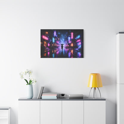 Neon Rain City Canvas Print – Futuristic Cyberpunk Wall Art, canvas wall art, gallery image 60 of 76