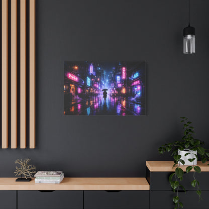 Neon Rain City Canvas Print – Futuristic Cyberpunk Wall Art, canvas wall art, gallery image 61 of 76