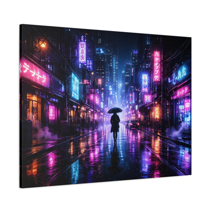 Neon Rain City Canvas Print – Futuristic Cyberpunk Wall Art, canvas wall art, gallery image 62 of 76