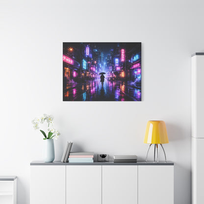 Neon Rain City Canvas Print – Futuristic Cyberpunk Wall Art, canvas wall art, gallery image 63 of 76