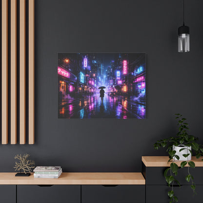 Neon Rain City Canvas Print – Futuristic Cyberpunk Wall Art, canvas wall art, gallery image 64 of 76