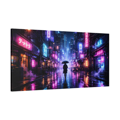 Neon Rain City Canvas Print – Futuristic Cyberpunk Wall Art, canvas wall art, gallery image 65 of 76