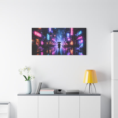 Neon Rain City Canvas Print – Futuristic Cyberpunk Wall Art, canvas wall art, gallery image 66 of 76