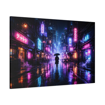 Neon Rain City Canvas Print – Futuristic Cyberpunk Wall Art, canvas wall art, gallery image 68 of 76