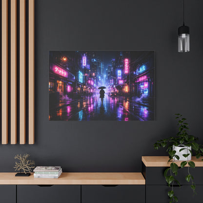 Neon Rain City Canvas Print – Futuristic Cyberpunk Wall Art, canvas wall art, gallery image 70 of 76