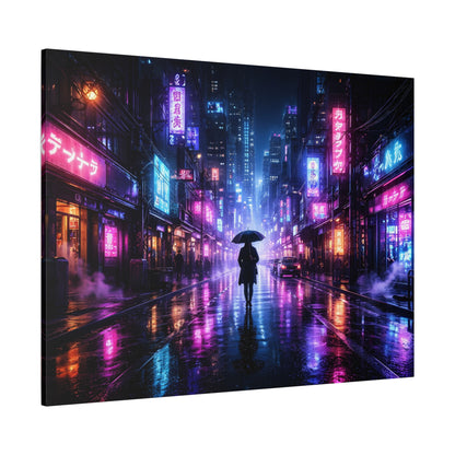 Neon Rain City Canvas Print – Futuristic Cyberpunk Wall Art, canvas wall art, gallery image 71 of 76