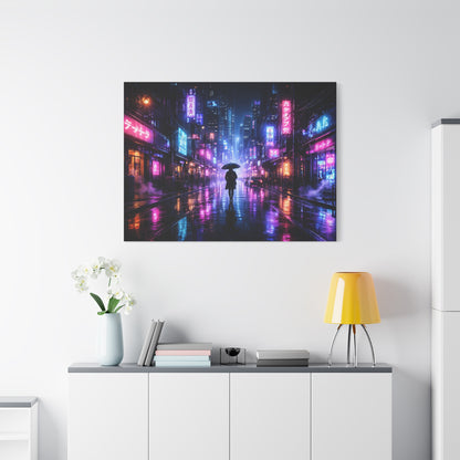Neon Rain City Canvas Print – Futuristic Cyberpunk Wall Art, canvas wall art, gallery image 72 of 76