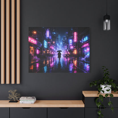 Neon Rain City Canvas Print – Futuristic Cyberpunk Wall Art, canvas wall art, gallery image 73 of 76