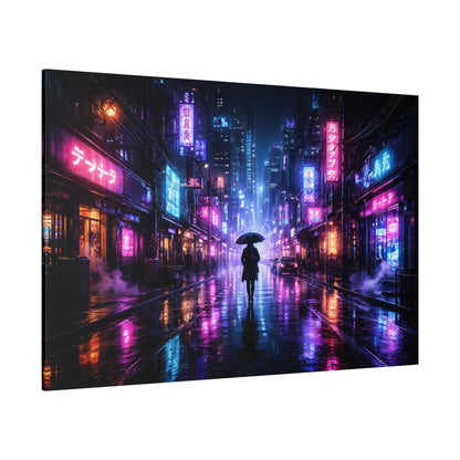 Neon Rain City Canvas Print – Futuristic Cyberpunk Wall Art, canvas wall art, gallery image 74 of 76