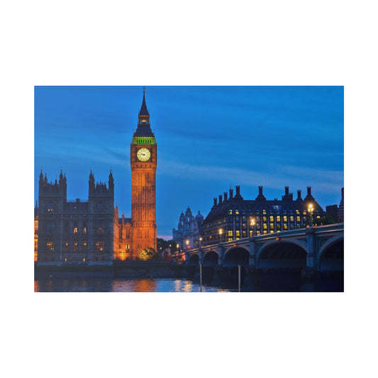 A captivating night scene featuring Big Ben in London, with the clock tower’s lights shining brightly against the dark sky.