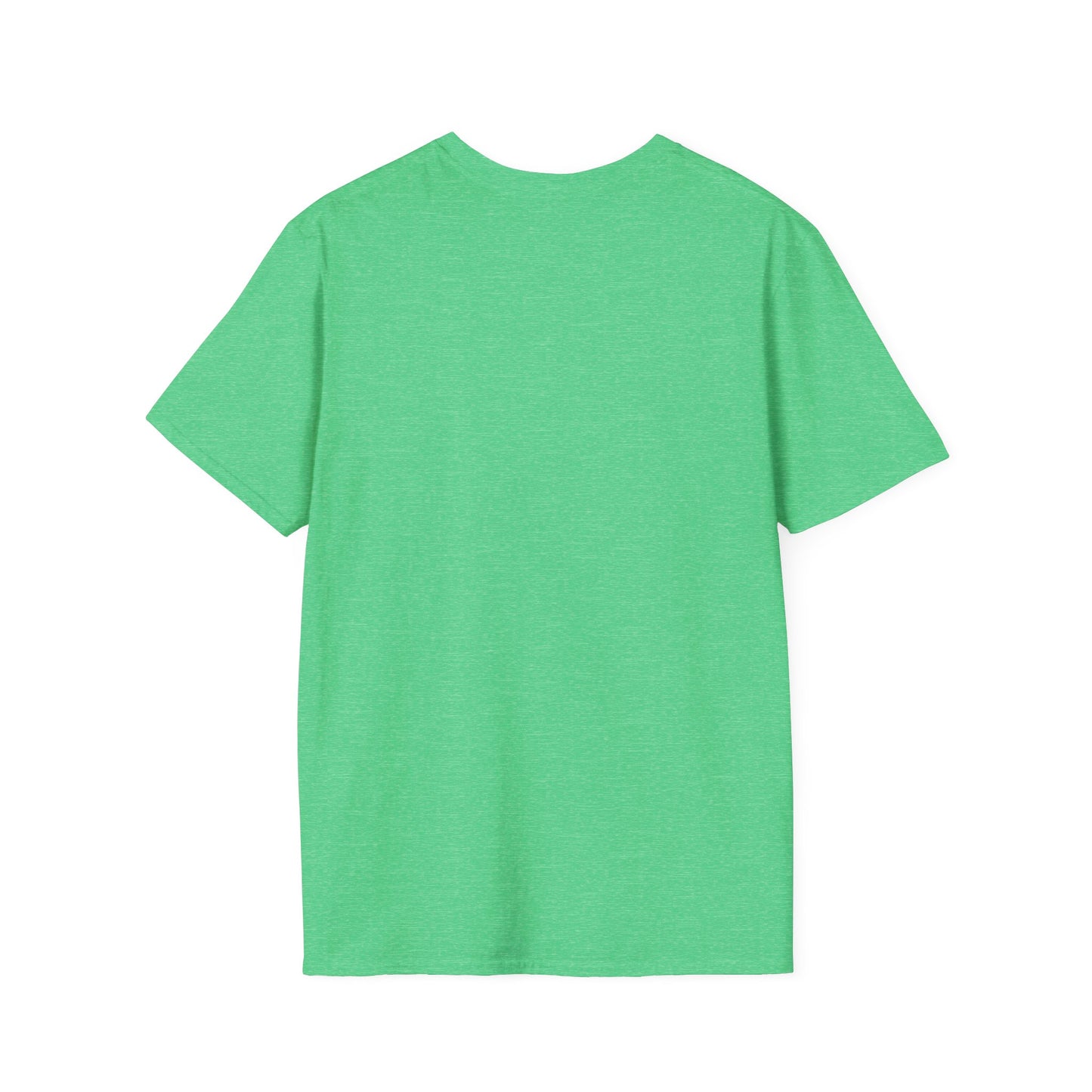 Back view of a plain bright green short-sleeve crewneck T-shirt.