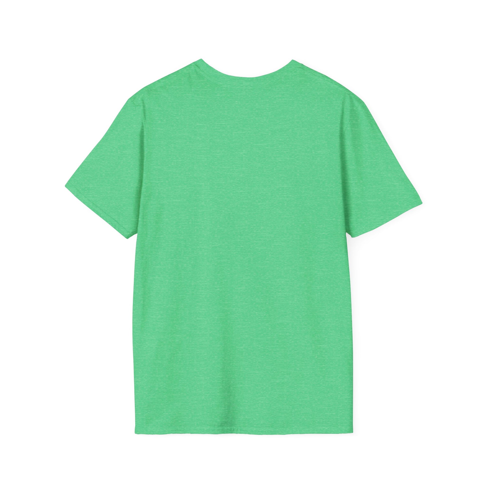 Back view of a plain bright green short-sleeve crewneck T-shirt.