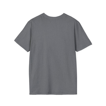 Back view of a heather gray short-sleeve T-shirt laid flat.