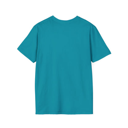 Teal short-sleeve T-shirt shown from the back with a plain design and crew neckline.