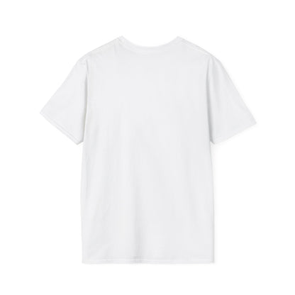 White short-sleeve T-shirt viewed from the back, plain white cotton fabric with a crew neckline.