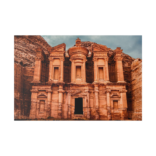 The Treasury at Petra, a masterfully carved rock structure in Jordan, representing the pinnacle of Nabataean artistry.