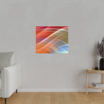 Small square abstract canvas with red, orange, yellow,
