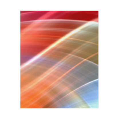 Close-up of a rainbow-colored glass surface with curved shapes and diagonal light reflections.