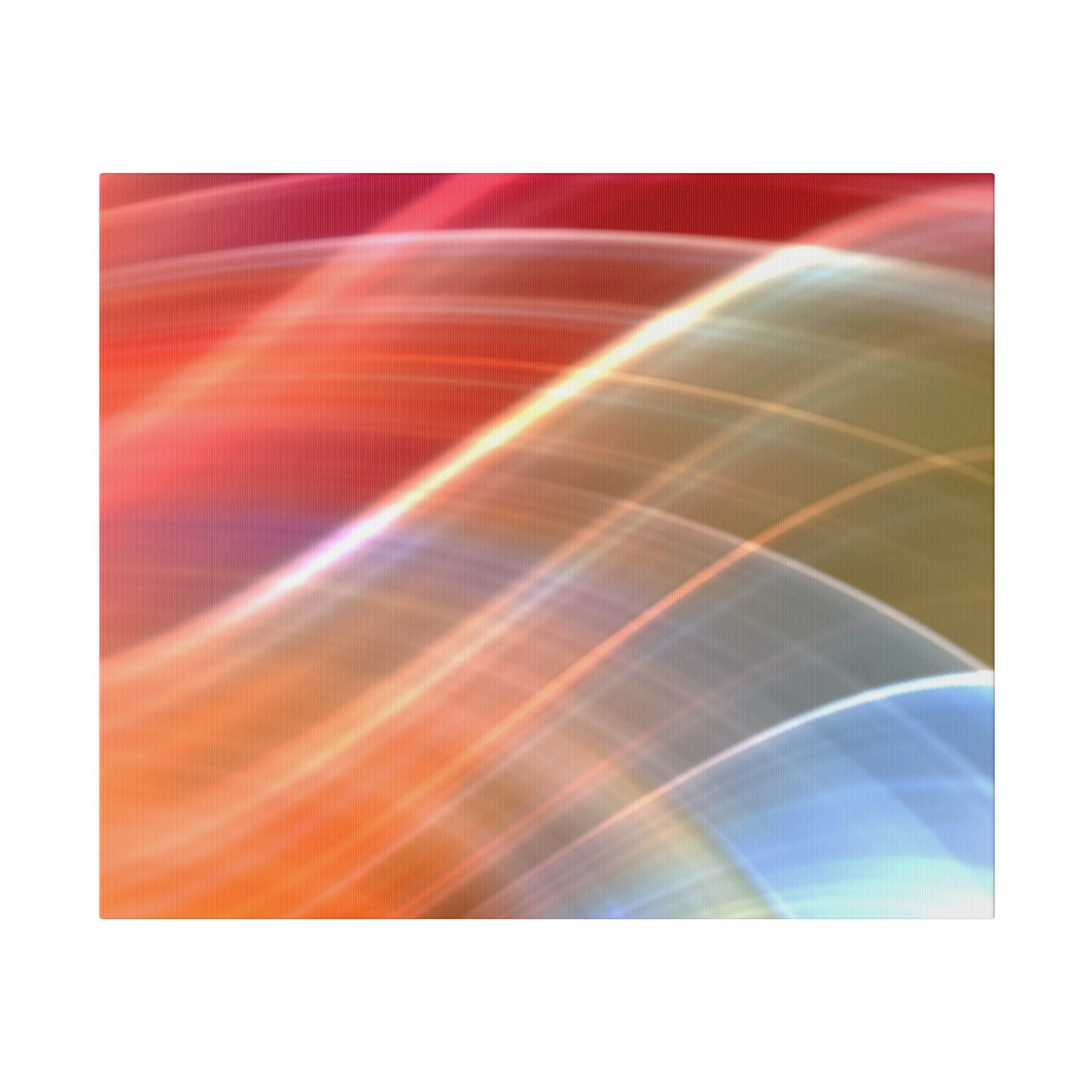 Abstract close-up of a curved, translucent surface with a rainbow gradient across red, orange, yellow, green, and blue.