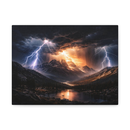 Storm Over the Mountains Canvas – Dramatic Lightning Landscape Wall Art, canvas wall art, gallery image 2 of 76