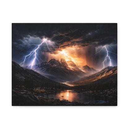 Storm Over the Mountains Canvas – Dramatic Lightning Landscape Wall Art, canvas wall art, gallery image 3 of 76