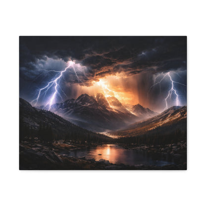 Storm Over the Mountains Canvas – Dramatic Lightning Landscape Wall Art, canvas wall art, gallery image 6 of 76