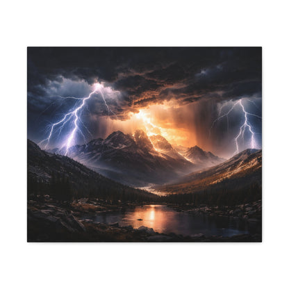 Storm Over the Mountains Canvas – Dramatic Lightning Landscape Wall Art, canvas wall art, gallery image 9 of 76