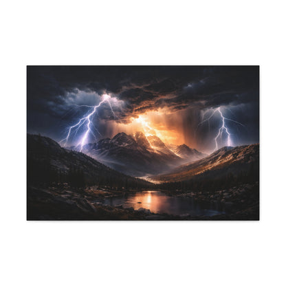 Storm Over the Mountains Canvas – Dramatic Lightning Landscape Wall Art, canvas wall art, gallery image 10 of 76