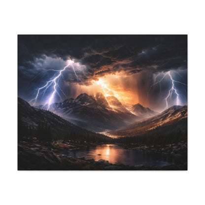 Storm Over the Mountains Canvas – Dramatic Lightning Landscape Wall Art, canvas wall art, gallery image 11 of 76