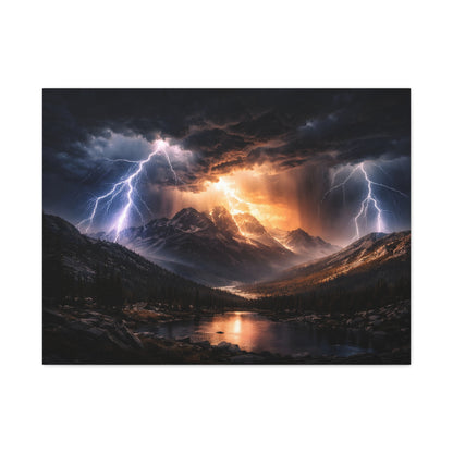 Storm Over the Mountains Canvas – Dramatic Lightning Landscape Wall Art, canvas wall art, gallery image 12 of 76