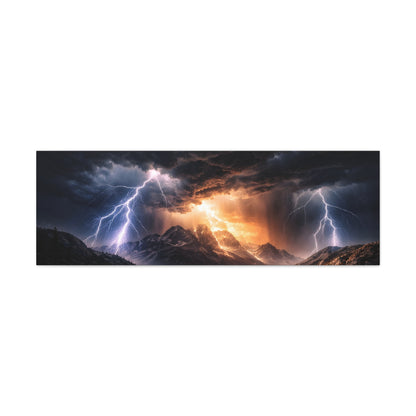 Storm Over the Mountains Canvas – Dramatic Lightning Landscape Wall Art, canvas wall art, gallery image 15 of 76